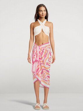 NWOT SOLID & STRIPED Pink Abstract Zebra Print Pareo Sarong Cover-Up, One Size